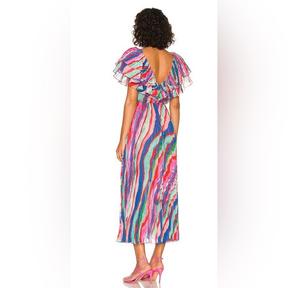 AMUR Luisa Pleated Striped Midi Dress size 2 - Picture 8 of 16